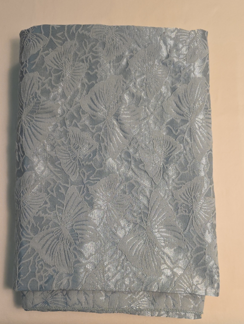 Table Cloth - Light Blueish Green or Aqua Butterfly Jacquard 56x82